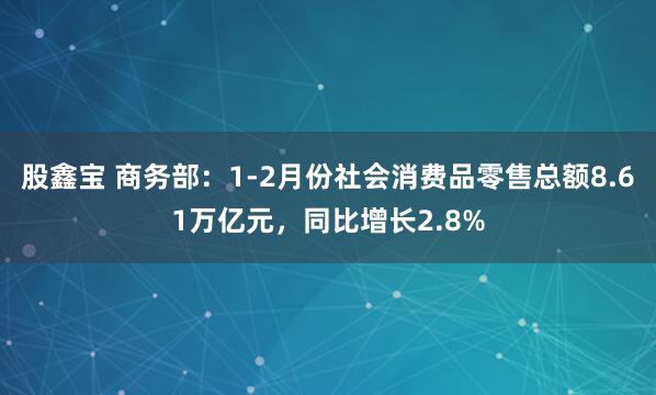股鑫宝 商务部：1-2月份社会消费品零售总额8.61万亿元，同比增长2.8%